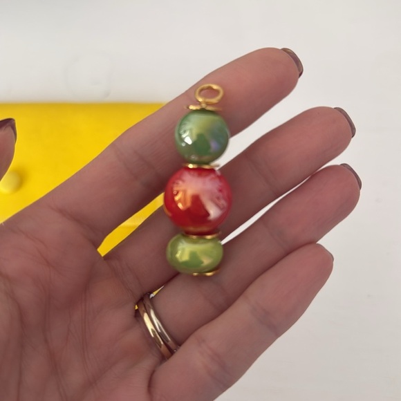 Timeless Pearly Red Green and Gold Charm - Picture 2 of 3